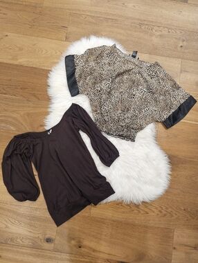 Vintage Rampage Leopard Print Short Sleeve Top - Brown & Black